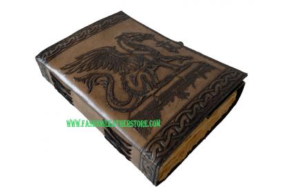 Leather Dragon Journal | Ancient Book | Amazing Gift - 200 Handmade Paged Grimoire Embosse
